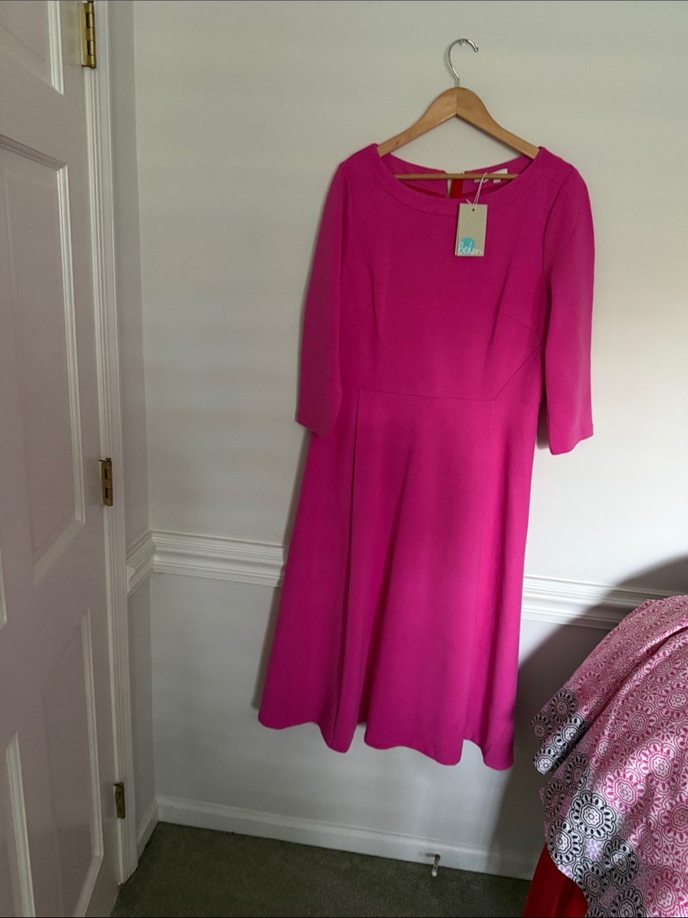 Boden Women's Bright Fuchsia Fit-and-Flare Dress